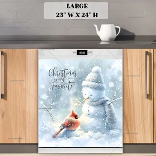 Preview of Cute Christmas Snowman and Cardinal magnet in Large size.