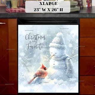 Preview of Cute Christmas Snowman and Cardinal magnet in Extra Large size.