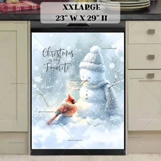 Preview of Cute Christmas Snowman and Cardinal magnet in XX Large size.