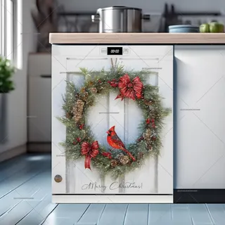 Preview of Christmas Wreath and Cardinal magnet.