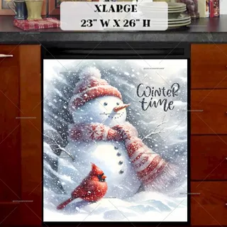 Preview of Winter Time Snowman and Cardinal magnet in Extra Large size.