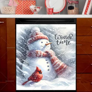 Preview of Winter Time Snowman and Cardinal magnet.