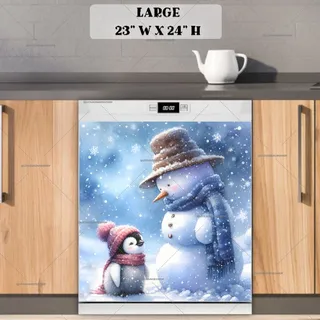 Preview of Cute Penguin and Snowman magnet in Large size.