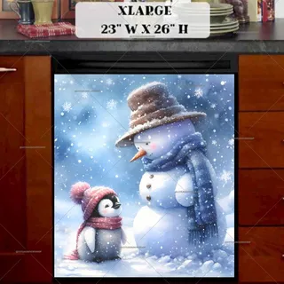 Preview of Cute Penguin and Snowman magnet in Extra Large size.