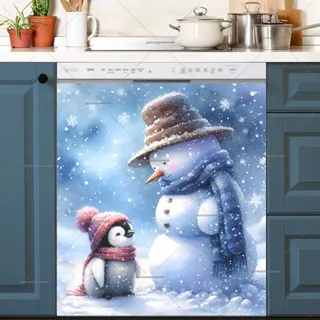 Preview of Cute Penguin and Snowman magnet.