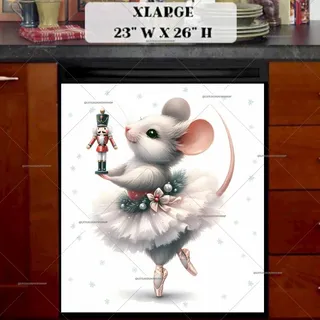 Preview of Christmas Ballerina Mouse and Nutcracker magnet in Extra Large size.