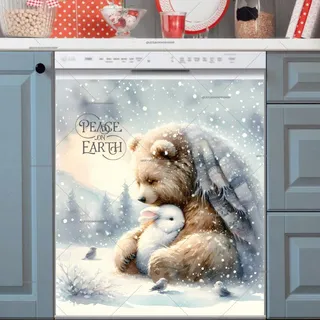 Preview of Winter Bear with a Bunny and Birds magnet.