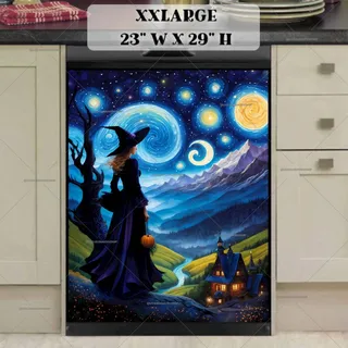 Preview of Starry Night Halloween Witch magnet in XX Large size.