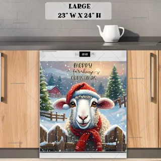 Preview of Cute Christmas Sheep magnet in Large size.