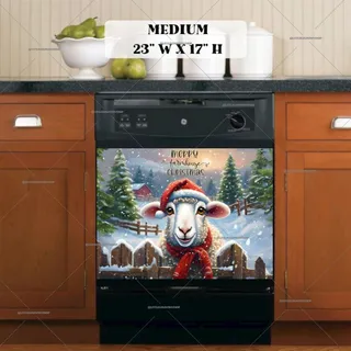 Preview of Cute Christmas Sheep magnet in Medium size.