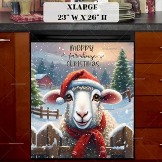 Preview of Cute Christmas Sheep magnet in Extra Large size.