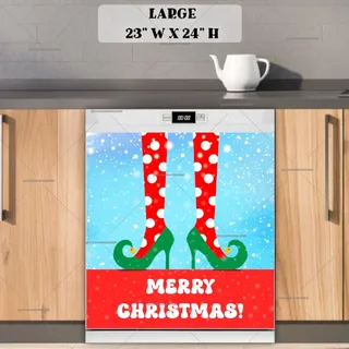 Preview of Cute Christmas Elf Legs magnet in Large size.