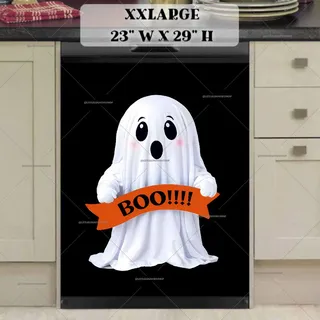 Preview of Cute Halloween Ghost with a Sign magnet in XX Large size.