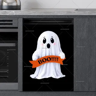 Preview of Cute Halloween Ghost with a Sign magnet.