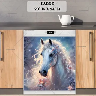 Preview of White Christmas Horse magnet in Large size.