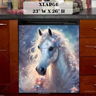 Preview of White Christmas Horse magnet in Extra Large size.