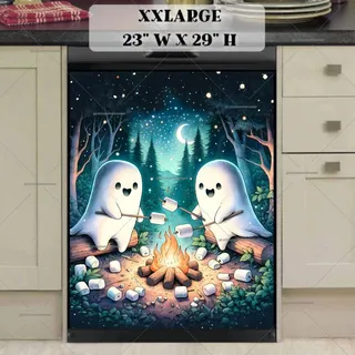 Preview of Halloween Ghosts Roasting Marshmallow magnet in XX Large size.