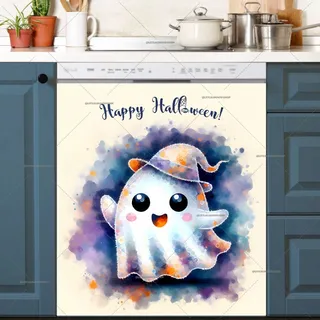 Preview of Cute Halloween Ghost in a Witch Hat magnet.