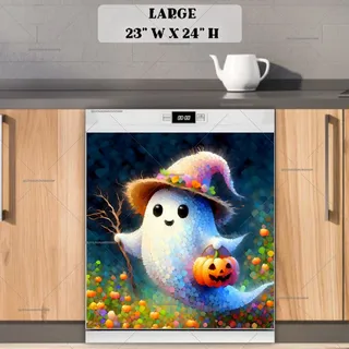 Preview of Colorful Halloween Ghost magnet in Large size.