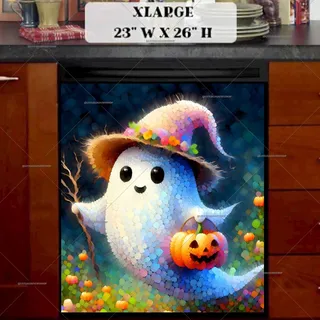 Preview of Colorful Halloween Ghost magnet in Extra Large size.