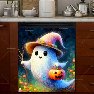 Preview of Colorful Halloween Ghost magnet.