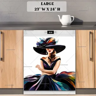 Preview of Elegant Lady in a Large Hat magnet in Large size.