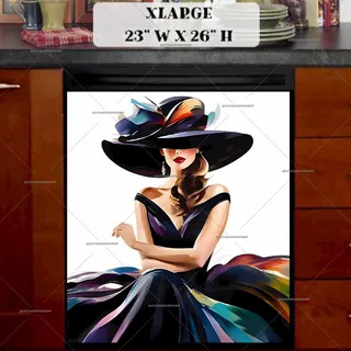 Preview of Elegant Lady in a Large Hat magnet in Extra Large size.