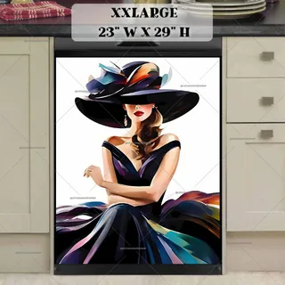 Preview of Elegant Lady in a Large Hat magnet in XX Large size.