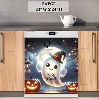 Preview of Too Cute to Spook Ghost magnet in Large size.