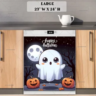 Preview of Happy Halloween Ghost magnet in Large size.