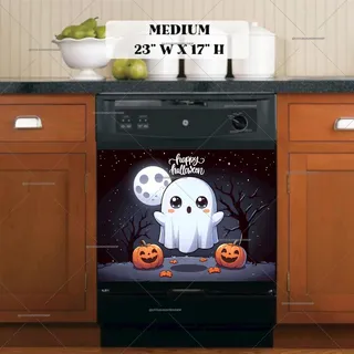 Preview of Happy Halloween Ghost magnet in Medium size.