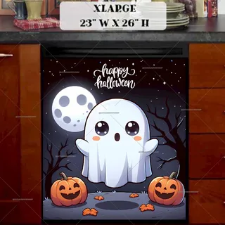 Preview of Happy Halloween Ghost magnet in Extra Large size.