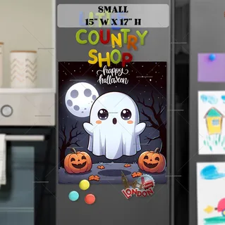 Preview of Happy Halloween Ghost magnet in Small size.