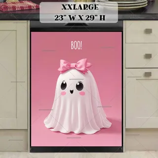 Preview of Cute Halloween Ghost with a Pink Bow magnet in XX Large size.