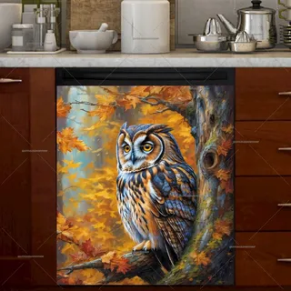 Preview of Beautiful Owl in the Autumn Forest magnet.