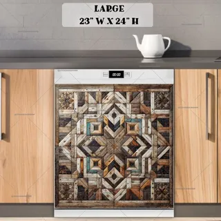 Preview of Brown and Teal Farmhouse Barn Wood Quilt magnet in Large size.