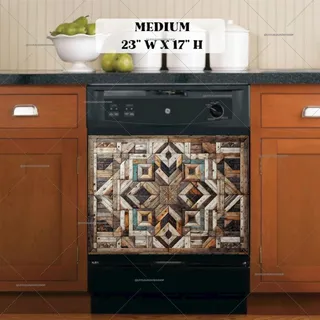 Preview of Brown and Teal Farmhouse Barn Wood Quilt magnet in Medium size.