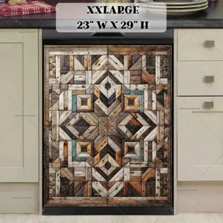 Preview of Brown and Teal Farmhouse Barn Wood Quilt magnet in XX Large size.