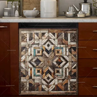 Preview of Brown and Teal Farmhouse Barn Wood Quilt magnet.