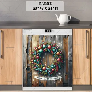 Preview of Rustic Christmas Farmhouse Wreath magnet in Large size.