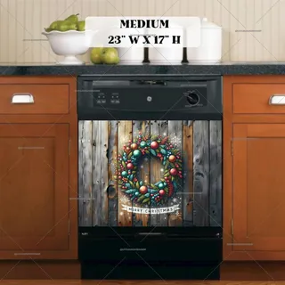 Preview of Rustic Christmas Farmhouse Wreath magnet in Medium size.