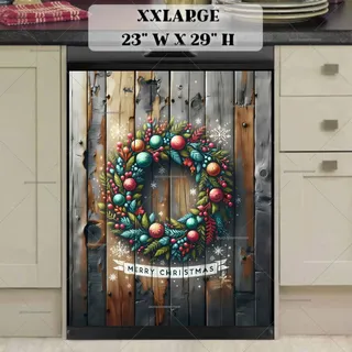 Preview of Rustic Christmas Farmhouse Wreath magnet in XX Large size.