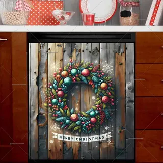 Preview of Rustic Christmas Farmhouse Wreath magnet.