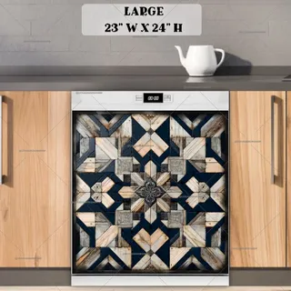 Preview of Brown and Grey Farmhouse Barn Wood Quilt magnet in Large size.