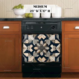 Preview of Brown and Grey Farmhouse Barn Wood Quilt magnet in Medium size.