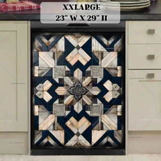 Preview of Brown and Grey Farmhouse Barn Wood Quilt magnet in XX Large size.