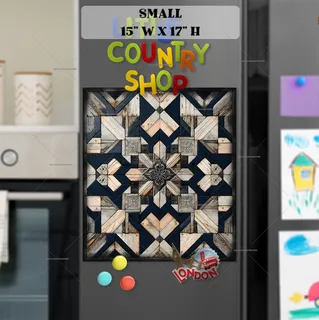 Preview of Brown and Grey Farmhouse Barn Wood Quilt magnet in Small size.