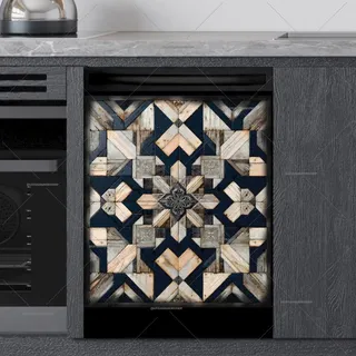 Preview of Brown and Grey Farmhouse Barn Wood Quilt magnet.