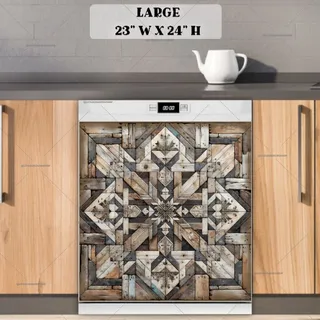 Preview of Brown Weathered Farmhouse Barn Wood Quilt magnet in Large size.