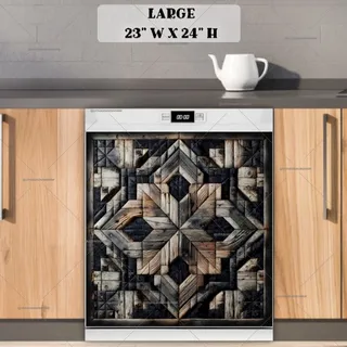 Preview of Dark Farmhouse Barn Wood Quilt Tiles magnet in Large size.
